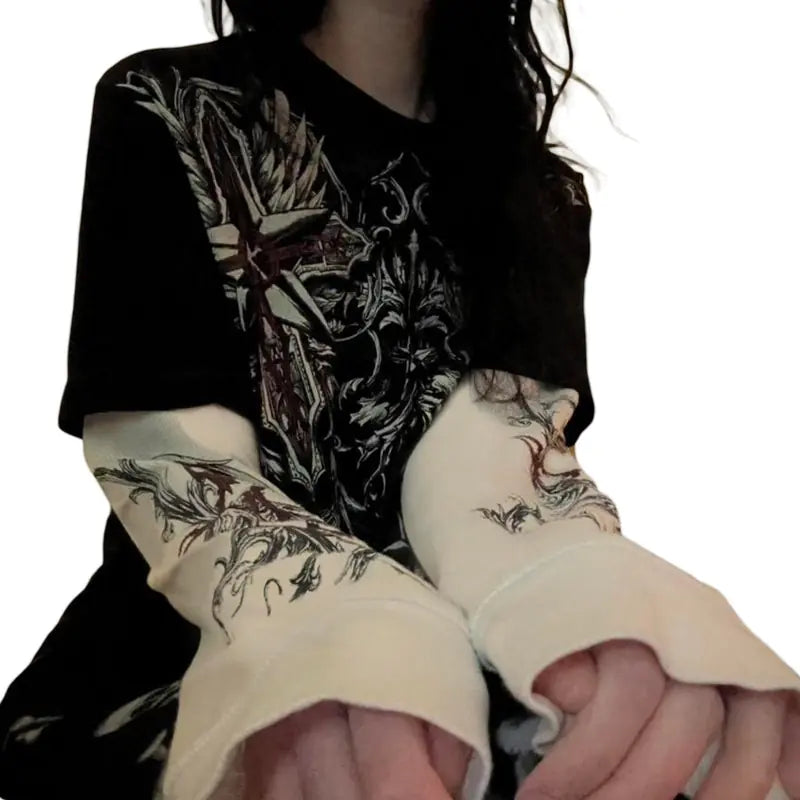 Women’s Gothic Fake Two-Piece T-Shirt