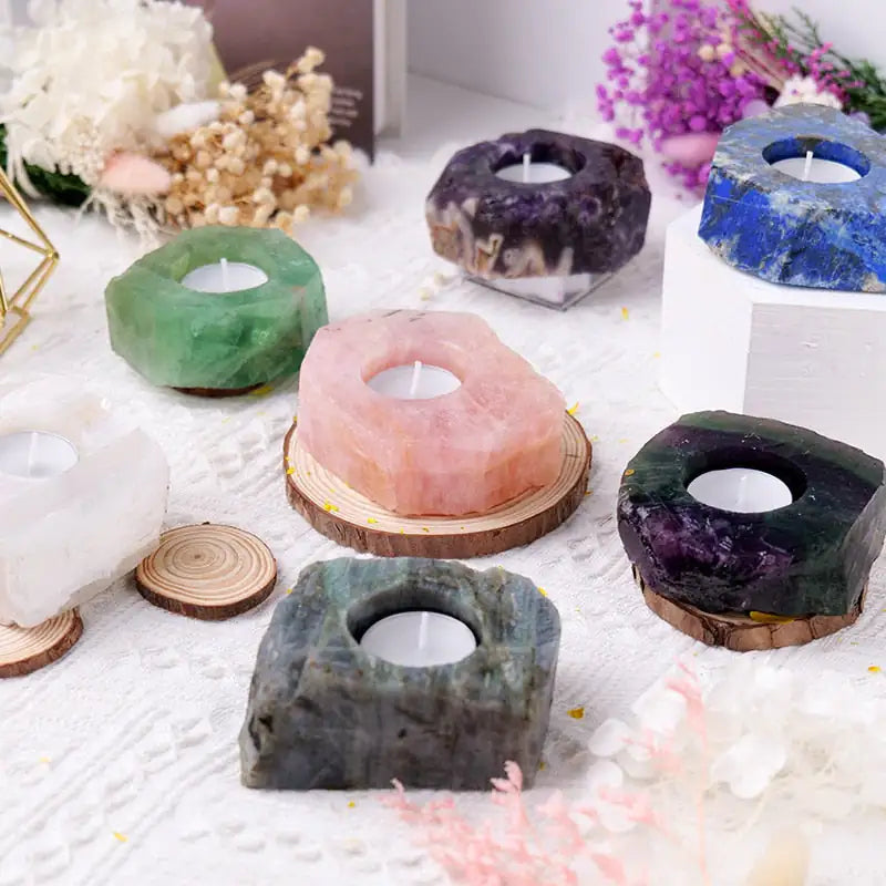 Natural Shape Crystals Candle Holder
