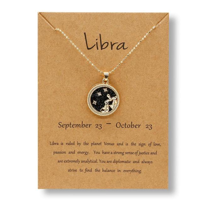 12 Horoscope Zodiac Sign Gold Pendant Necklace