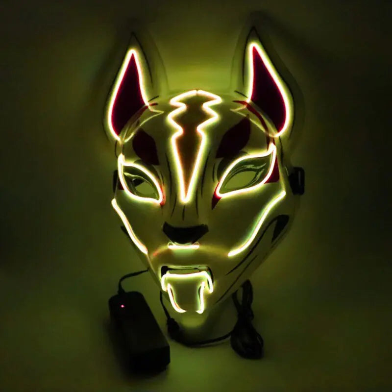 Neon LED Luminous Joker Mask with EL Wire - Halloween Carnival Costume Prop