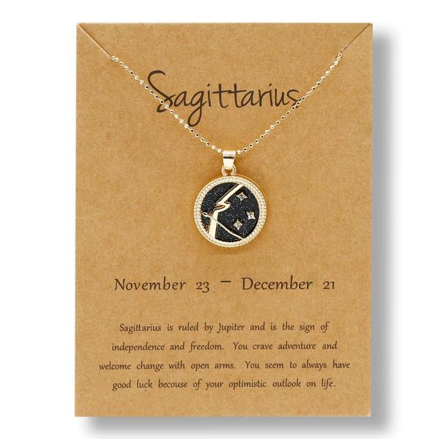 12 Horoscope Zodiac Sign Gold Pendant Necklace