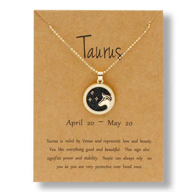 12 Horoscope Zodiac Sign Gold Pendant Necklace