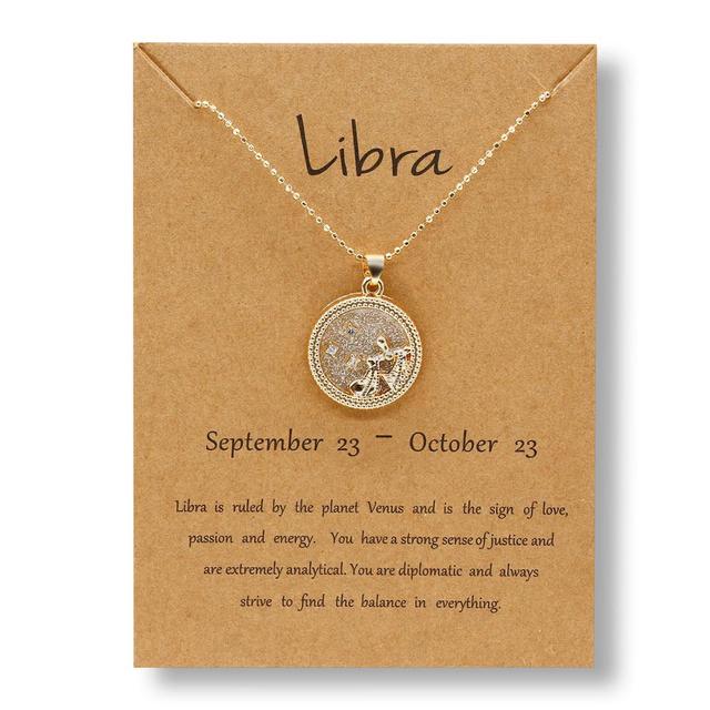 12 Horoscope Zodiac Sign Gold Pendant Necklace