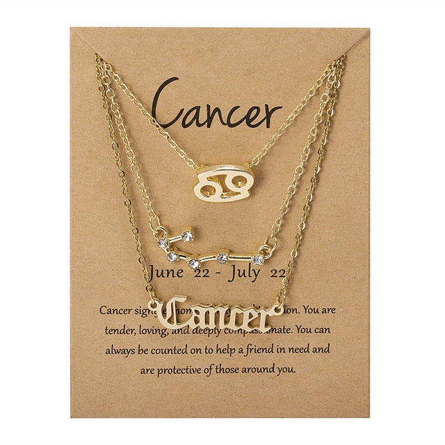 Zodiac Sign Necklace With Cardboard Card