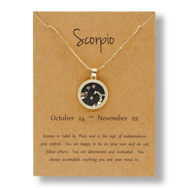 12 Horoscope Zodiac Sign Gold Pendant Necklace