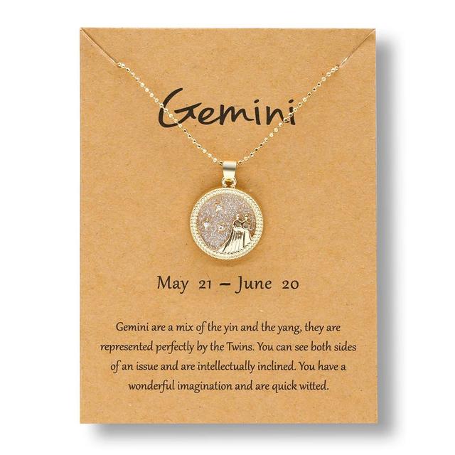 12 Horoscope Zodiac Sign Gold Pendant Necklace