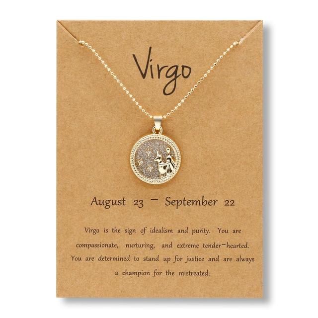 12 Horoscope Zodiac Sign Gold Pendant Necklace