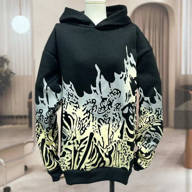 Men's Hip Hop Goth Skull Print Long Sleeve Oversized Hoodies