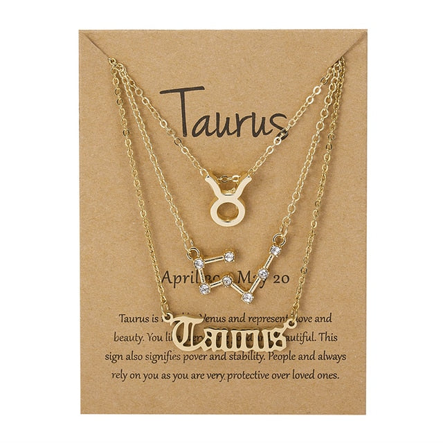 Zodiac Sign Necklace With Cardboard Card