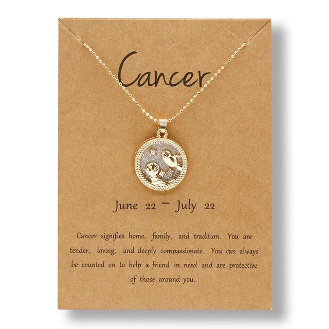 12 Horoscope Zodiac Sign Gold Pendant Necklace