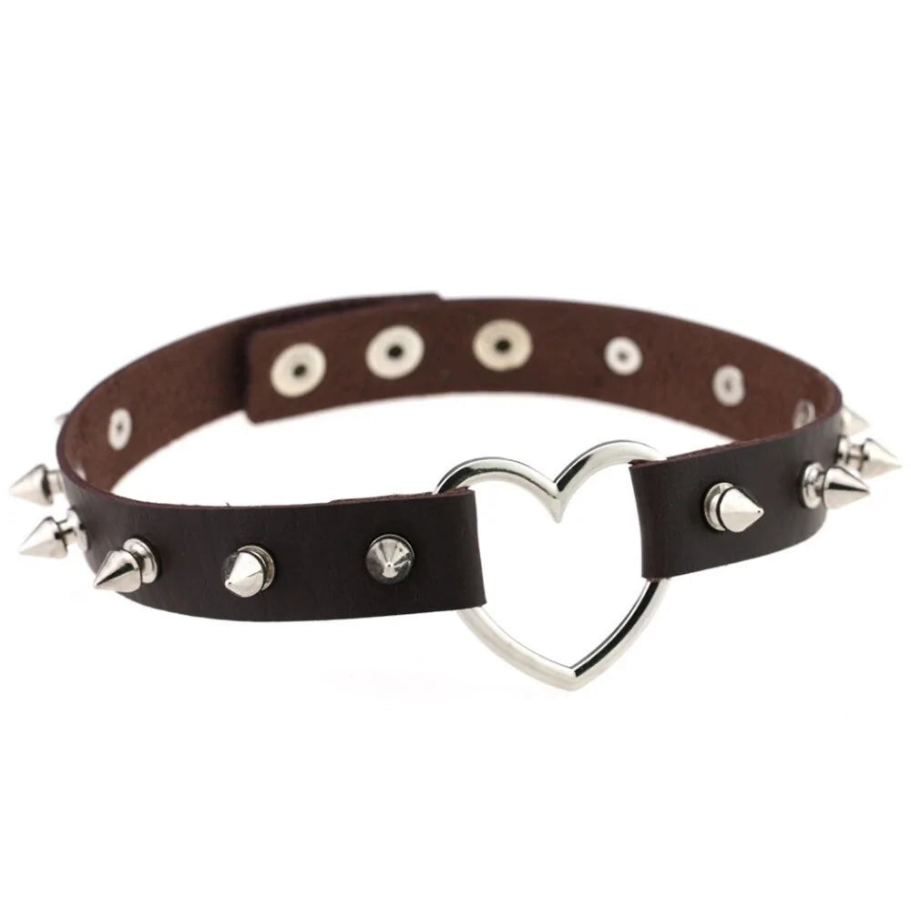 Cool Punk Goth Rivet Choker Necklace