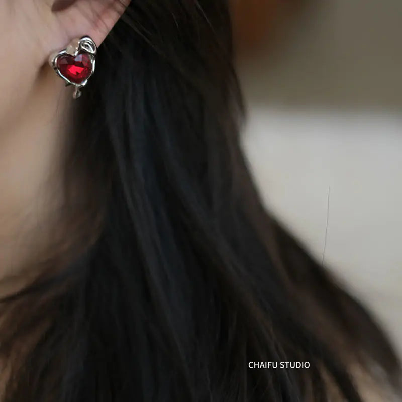 Molten Red Crystal Earrings
