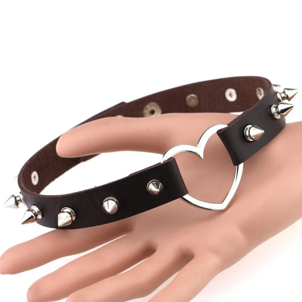 Cool Punk Goth Rivet Choker Necklace