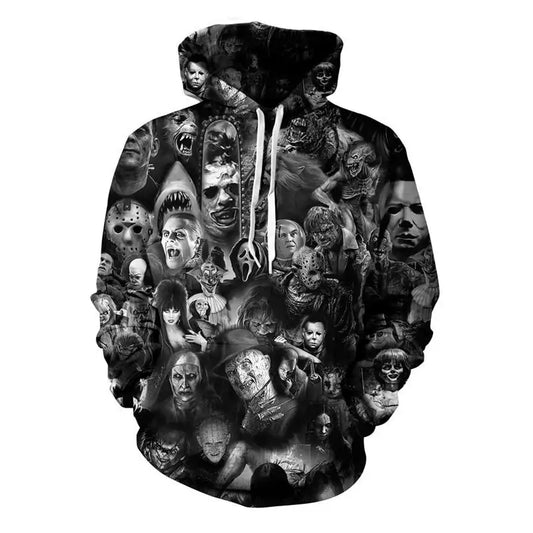 Unisex 3D Digital Print Horror Hoodies