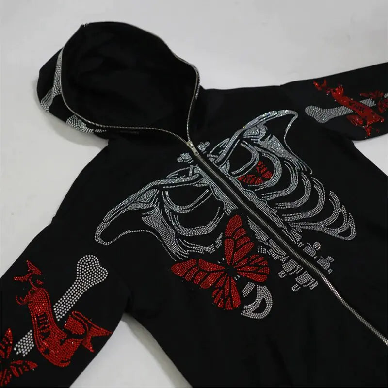 Gothic Butterfly Skeleton Print Sweatshirt