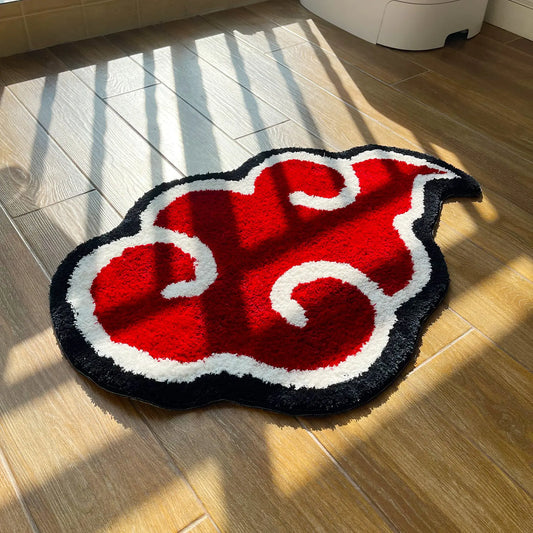 Japanese Anime Red Cloud Doormat: Anti-Slip Handmade Rug