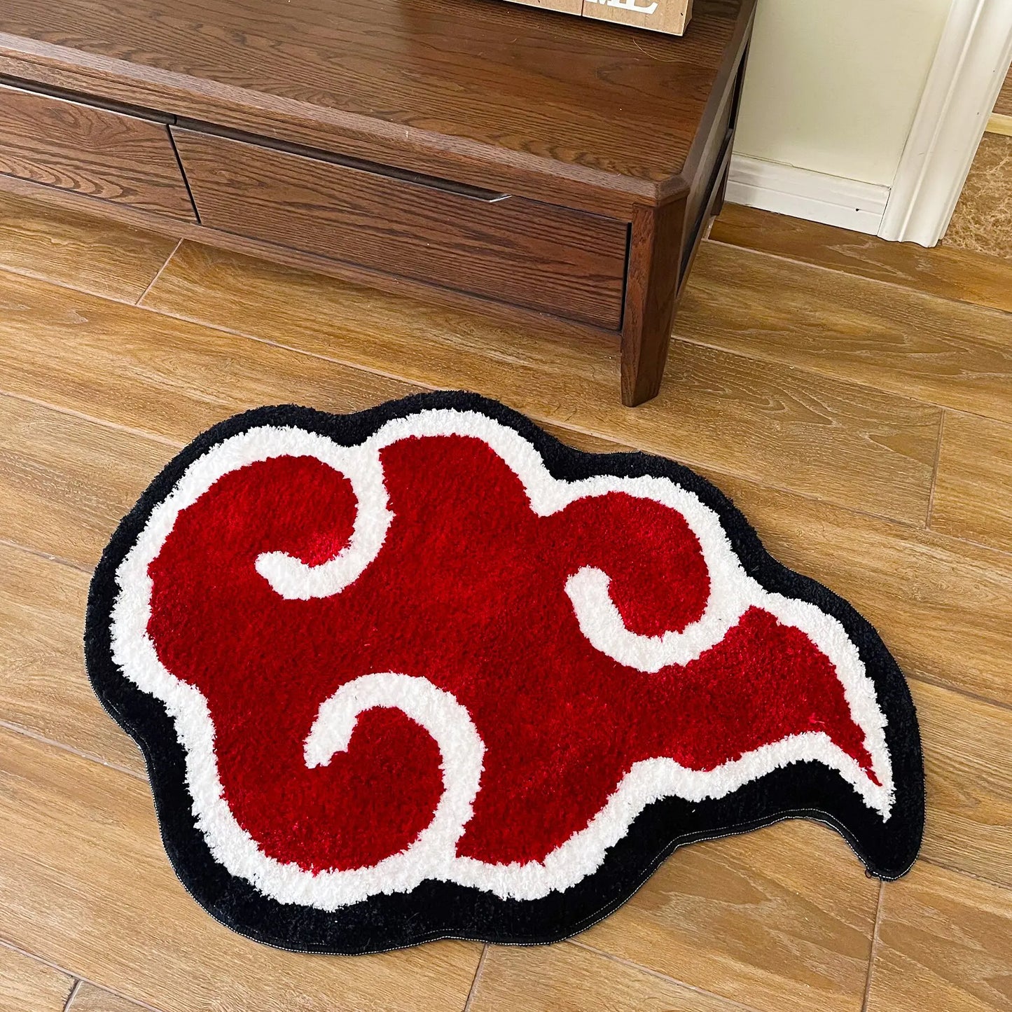 Japanese Anime Red Cloud Doormat: Anti-Slip Handmade Rug