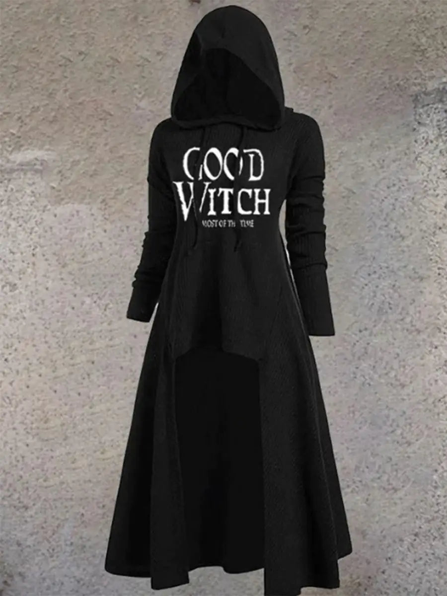 Good Witch Long Sleeve Hooded Irregular  Halloween Top