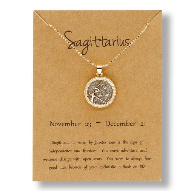 12 Horoscope Zodiac Sign Gold Pendant Necklace