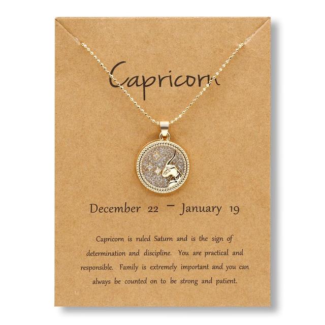 12 Horoscope Zodiac Sign Gold Pendant Necklace