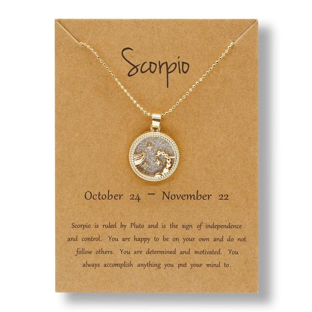 12 Horoscope Zodiac Sign Gold Pendant Necklace