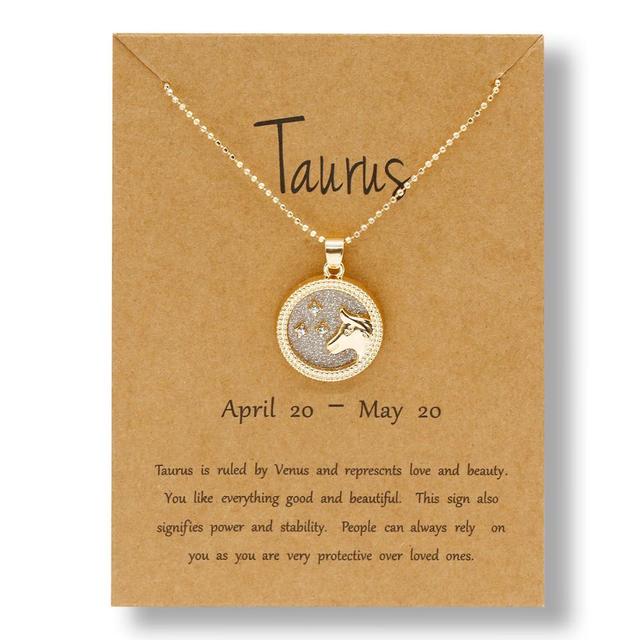 12 Horoscope Zodiac Sign Gold Pendant Necklace