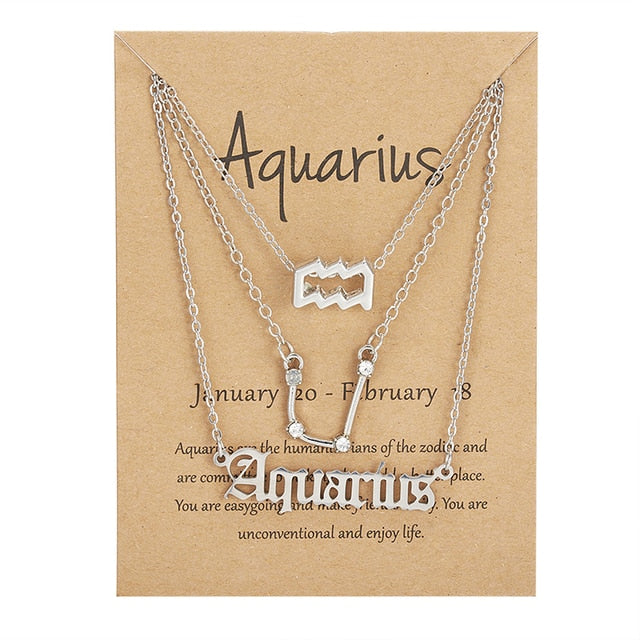 Zodiac Sign Necklace With Cardboard Card