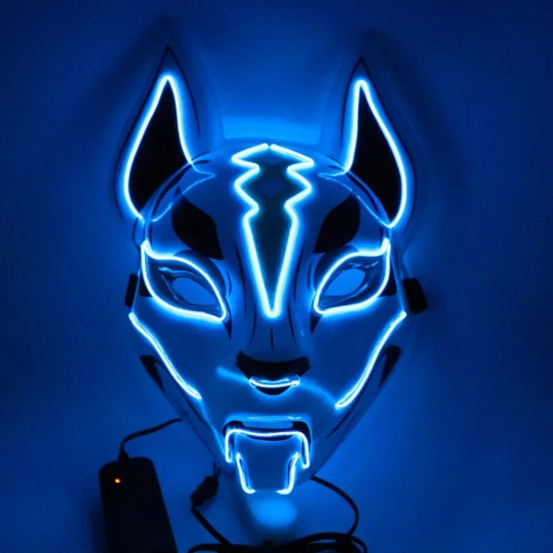 Neon LED Luminous Joker Mask with EL Wire - Halloween Carnival Costume Prop