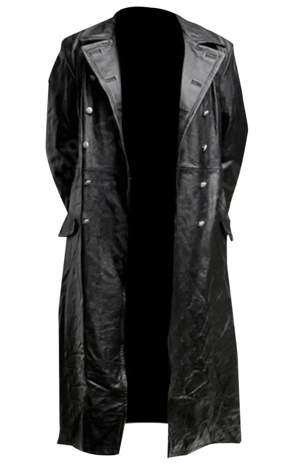 BLACK LEATHER TRENCH COAT