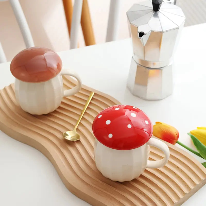 Cute Mushroom Cup With Lid Ceramics Coffee Mug