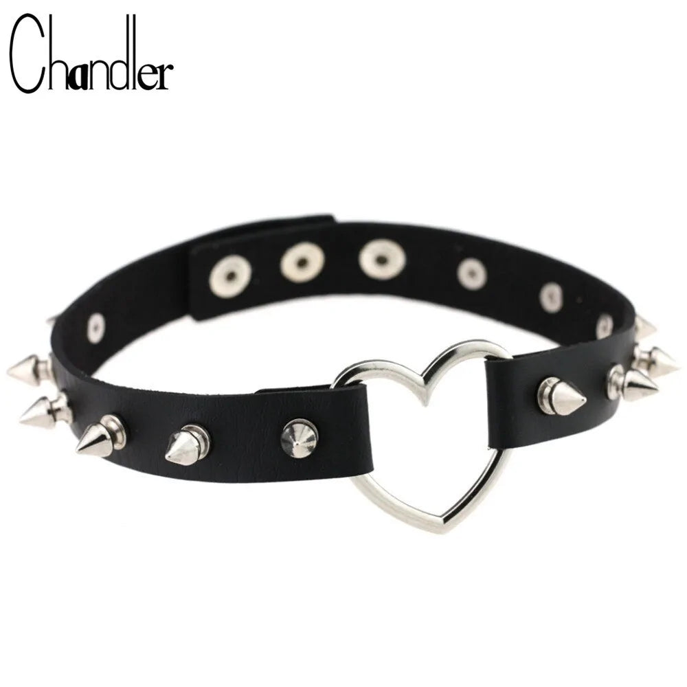 Cool Punk Goth Rivet Choker Necklace