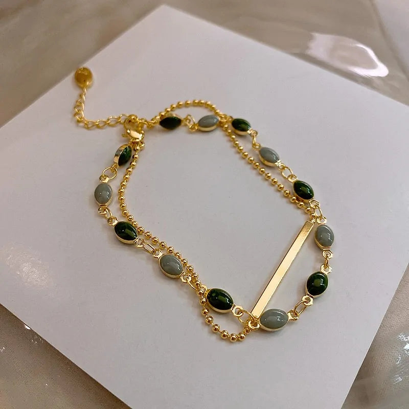 Green Crystal Charm Bracelets