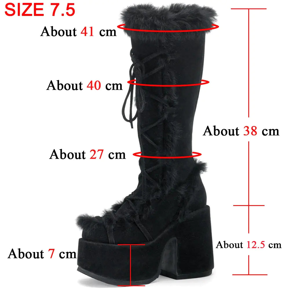 Chunky High Heeled Winter Boots