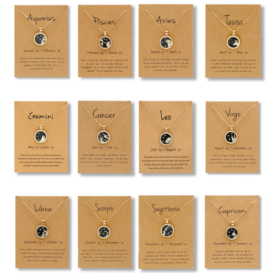 12 Horoscope Zodiac Sign Gold Pendant Necklace