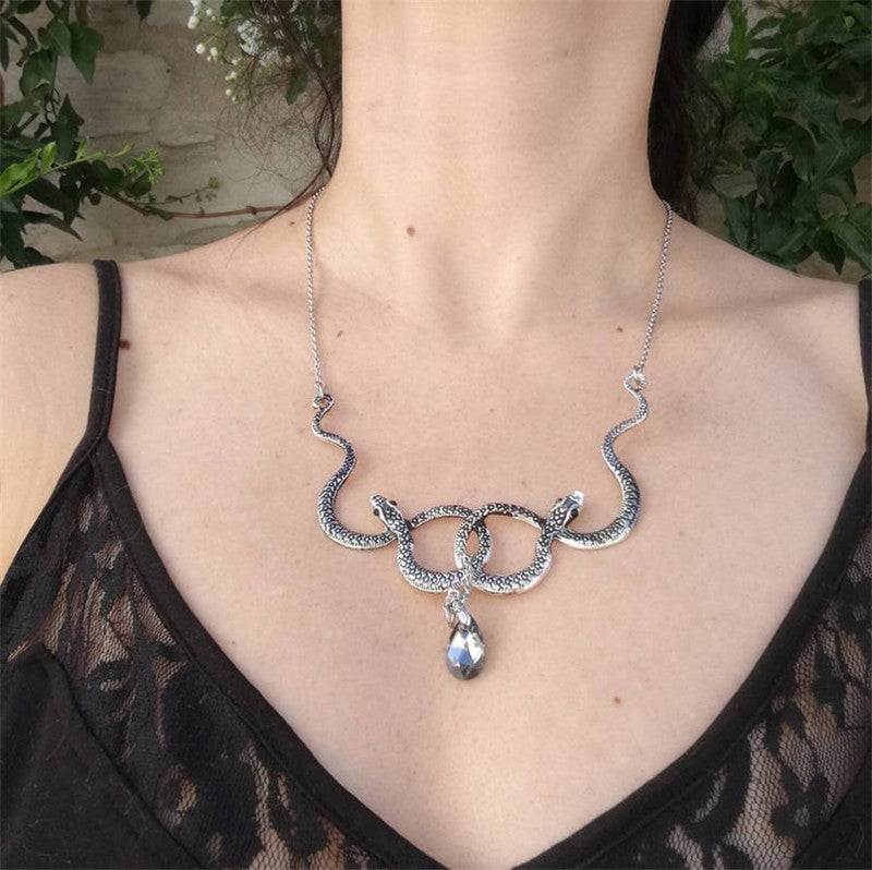 Snake Entanglement Necklace with Crystal