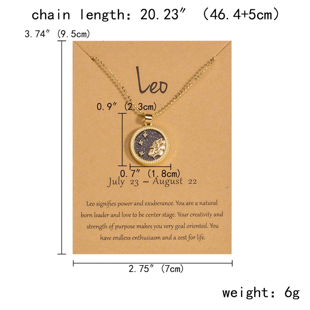 12 Horoscope Zodiac Sign Gold Pendant Necklace